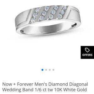 Now & Forever Men's Diamond Diagonal Wedding Band 1/6CT 10WG